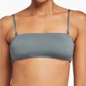 Vitamin A Bandeau and High Rise Gray Bikini Set in Small